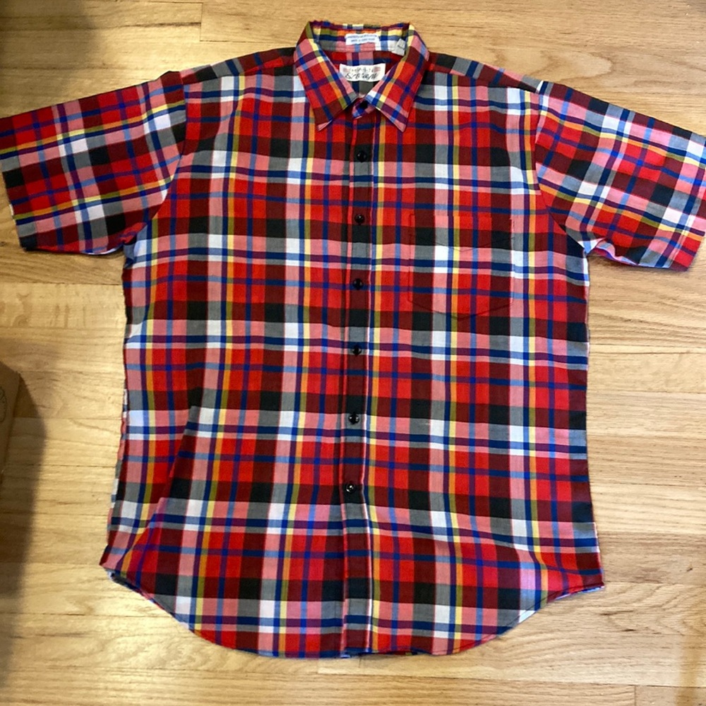 Vintage retro plaid button down shirt Hong Kong